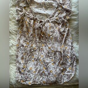 Old Navy Floral Short Sleeve Ruffled Tie Front Blouse Womens Large